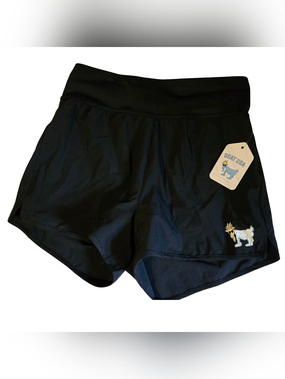 Goat Women's Black Athletic Shorts with Goat Logo Accent Small